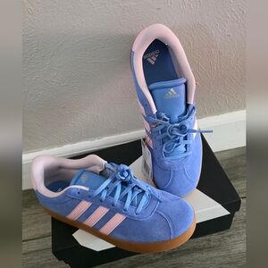 adidas Women’s Blue & Pink Suede Sneakers with Gum Sole (Size Runs Big)